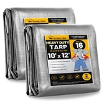 16 Mil Heavy Duty Waterproof Tarp, 10x12 Ft Finished Size Large Tarps With Me.... Fixed Price $46.07.