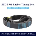 Std S5m Timing Belt Arc Teeth Pitch 5mm Width10 50mm Rubber Drive 765 890mm. Fixed Price $13.51.
