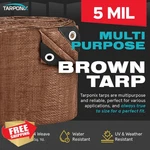 Tarponix 20'x40' Brown Poly Tarp - 5 Mil Waterproof Cover Durable. Fixed Price $97.99.
