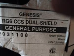 Honeywell Genesis 50011108 Coaxial Cable Rg59/u 95%bc Cctv 1m, Bx Blk 1000ft. Fixed Price $39.00.