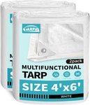Tarpal 4x6 Feet White Tarp Waterproof(2 Pack) Small Tarps Multipurpose Protectiv. Fixed Price $25.95.