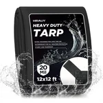 Hiraliy 20 Mil Heavy Duty Waterproof Tarp, 12x12ft Black Tarpaulin With Reinf.... Fixed Price $62.69.