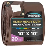 10' X Ultra Heavy Duty Tarp 20 Mil Brown/white Waterproof Outdoor Co. Fixed Price $46.25.