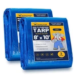 2 Pack 8' X 10' Waterproof Tarps, Finished Size Tarp Cover With Grommets Rein.... Fixed Price $31.67.
