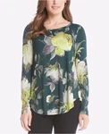 Karen Kane 4l83060 Green New Leaf Stretch Jersey Floral Print Tee Top - $108. Fixed Price $64.79.